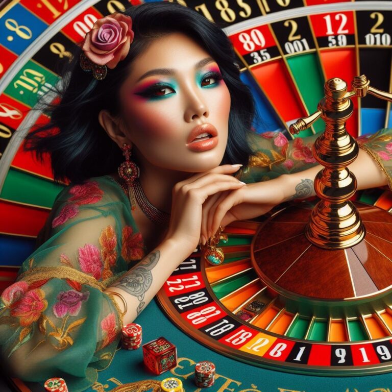 Colorful roulette wheel, a game of chance and excitement