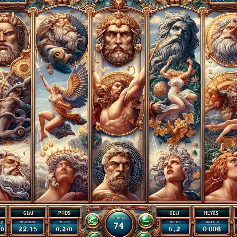 Image of the Legends of Olympus slot machine featuring Greek mythology-themed symbols and 8 paylines